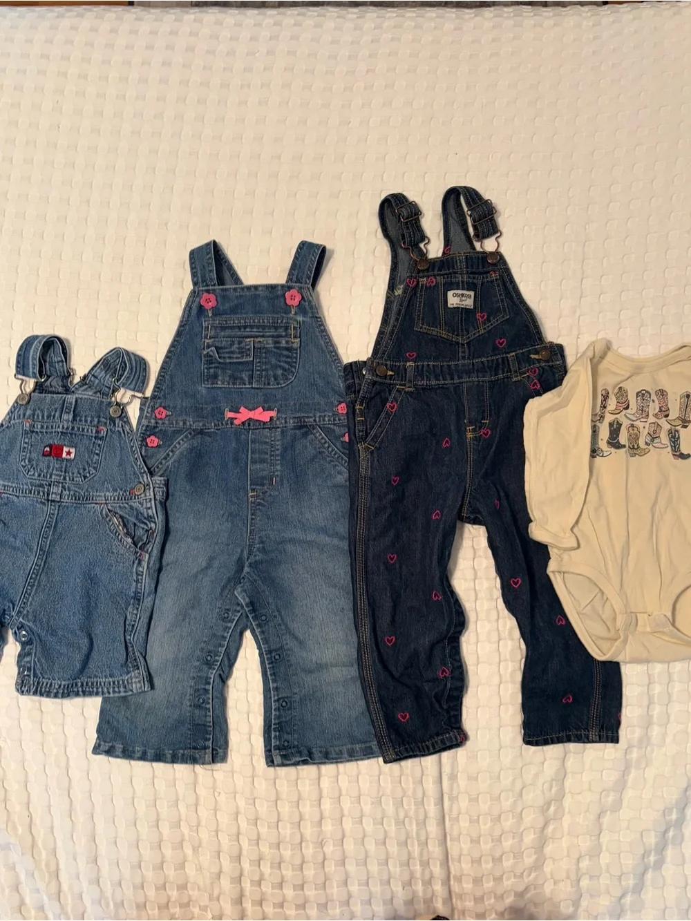 OshKosh B'gosh Dark Denim Overalls & Vintage Sailboat Carter Shortalls